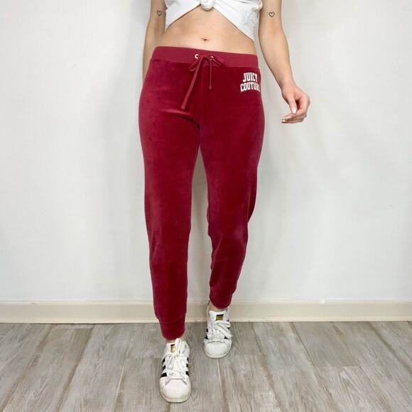 JUICY COUTURE y2k 90s velour track suit sweatpants maroon berry 2829 - Picture 2 of 11